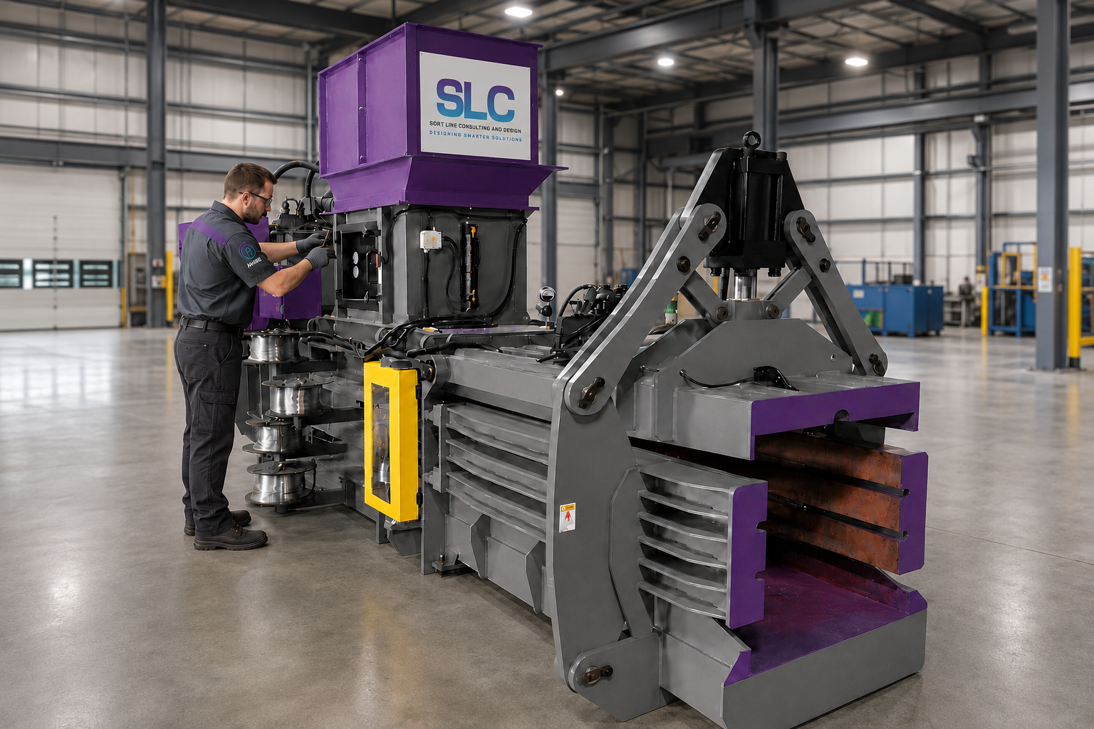 AWARE technician servicing an SLC baler
