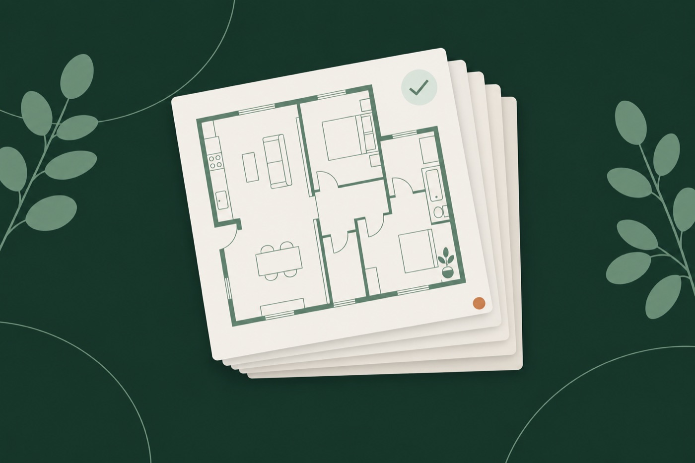 A stack of floor plan sheets