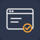 Website window with a check mark