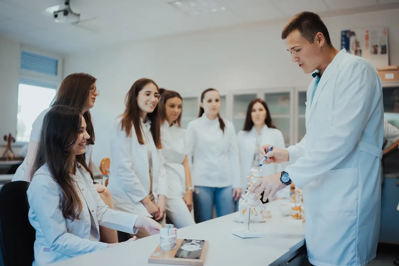 Students and a lecturer during a laboratory session at the University of Mostar