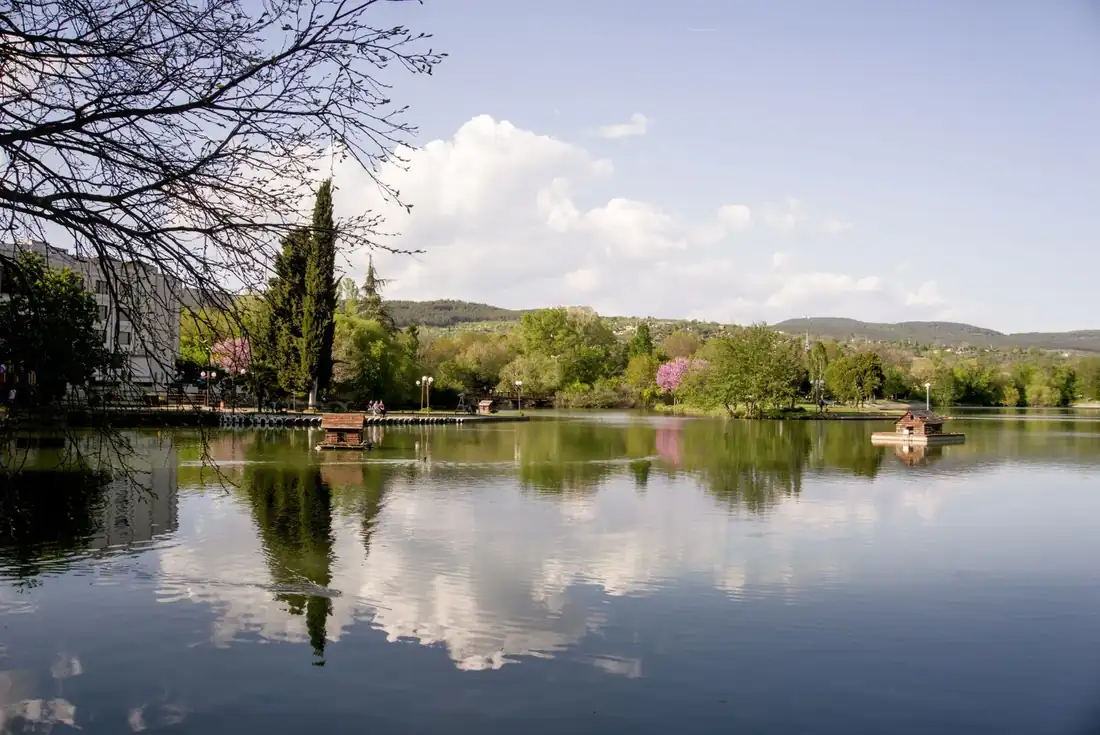 A lake and wooded park near Stara Zagora