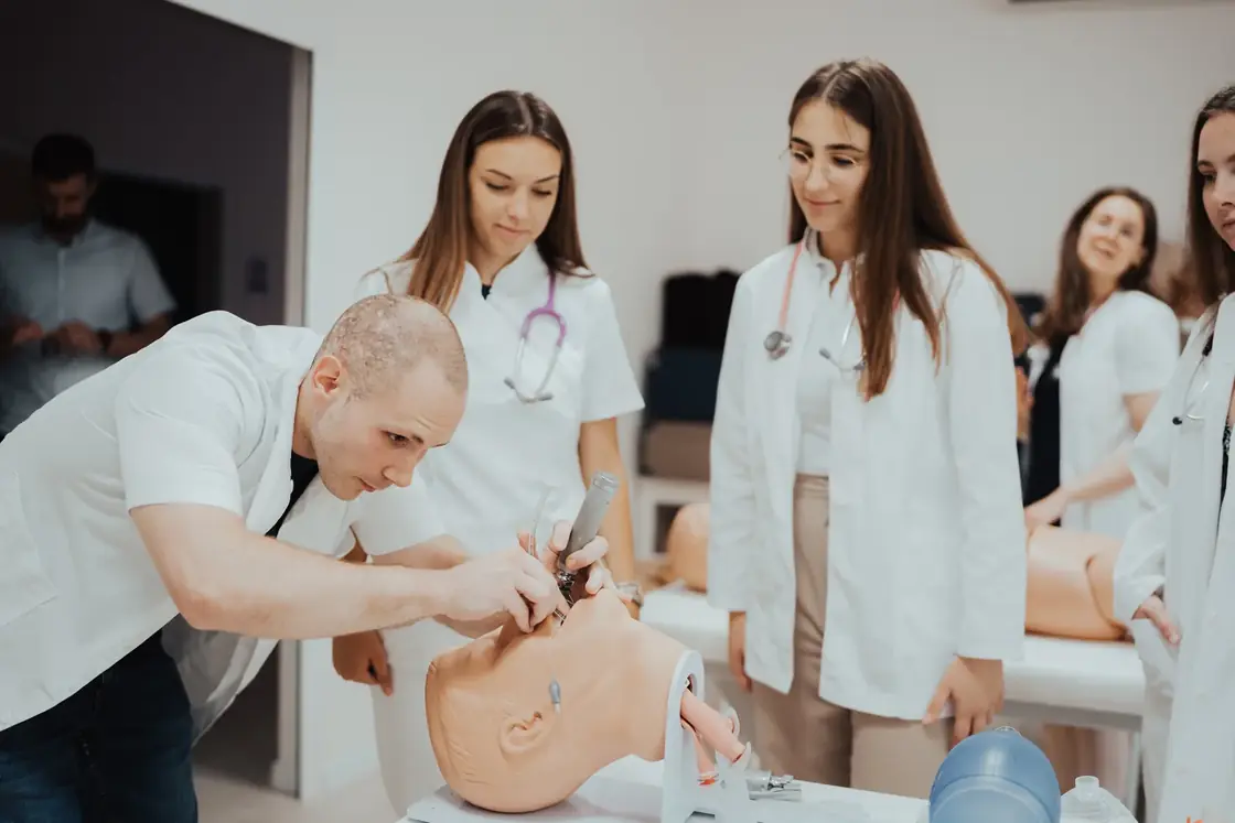 Medical students during a practical class in Mostar