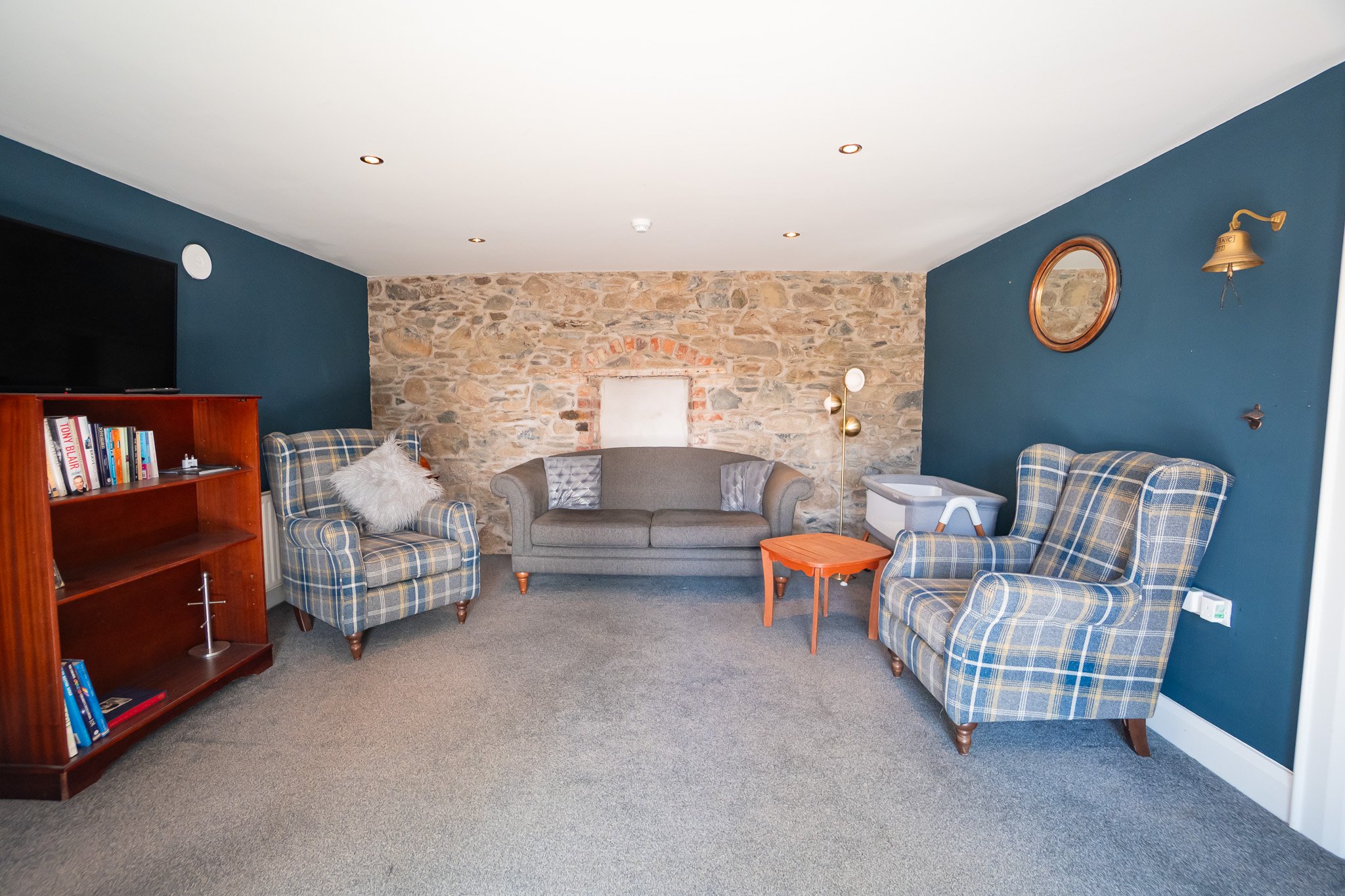 The snug at The Briers, a quiet room off the bar with a fire
