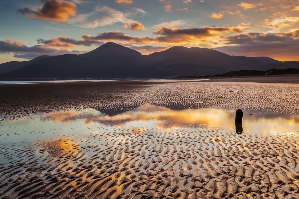 Sand dunes and shoreline at Murlough Beach, County Down