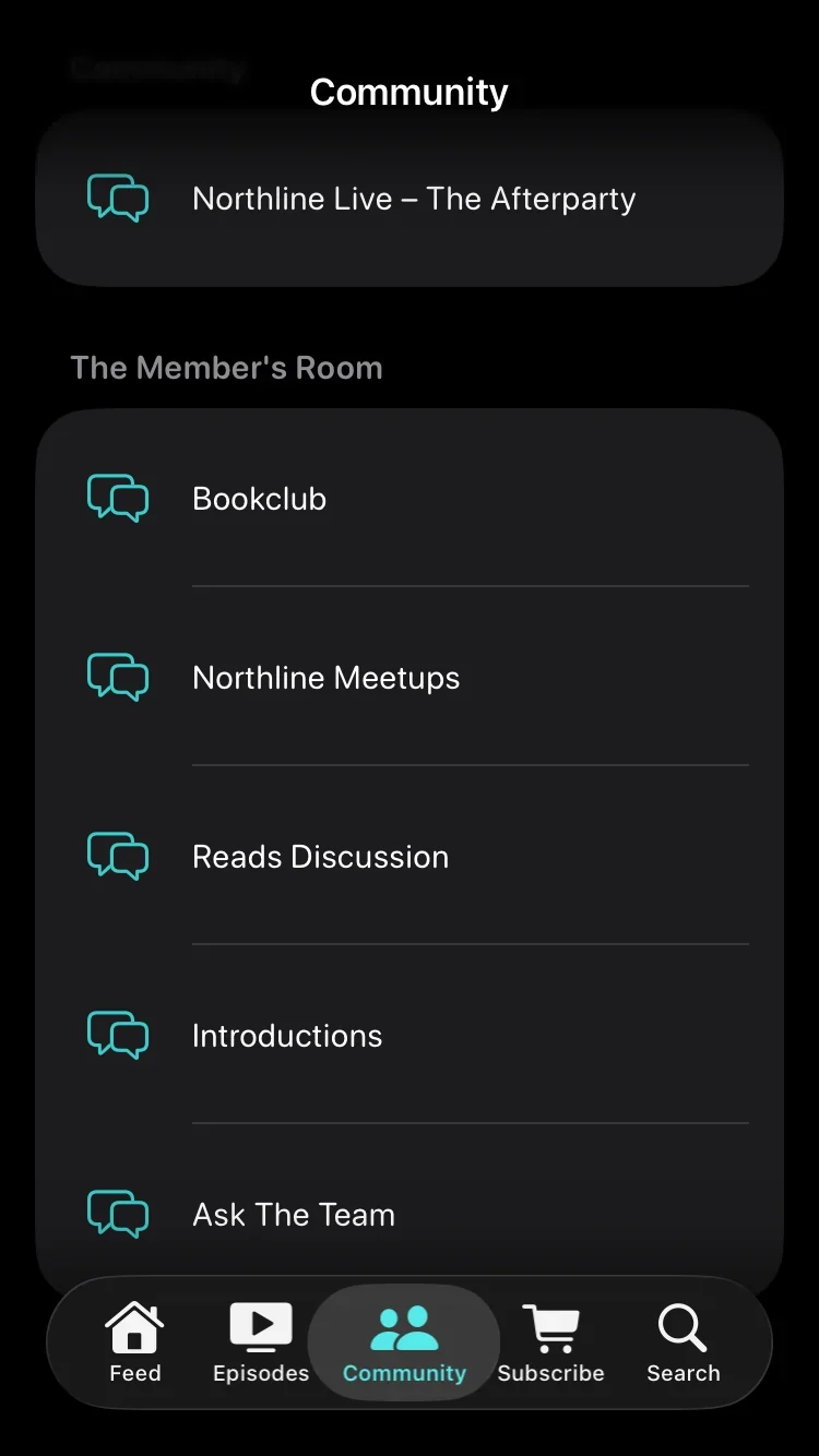 Community topics in the Northline app, built on SupaPass