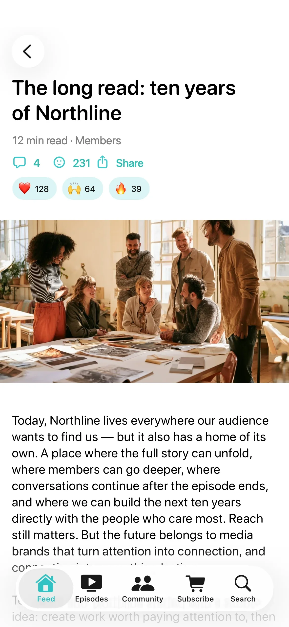 Long-read article in the Northline app, built on SupaPass