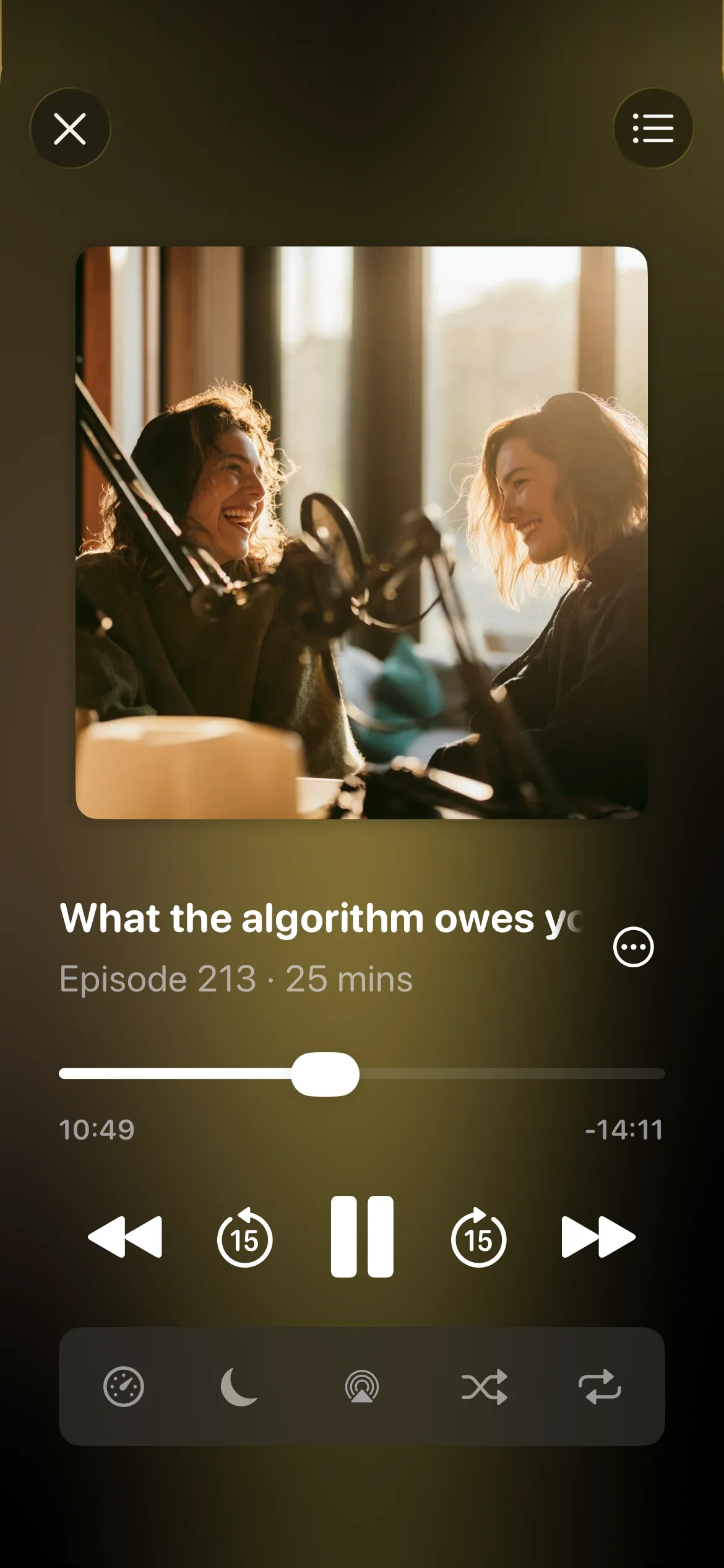 Podcast audio player in the Northline app, built on SupaPass