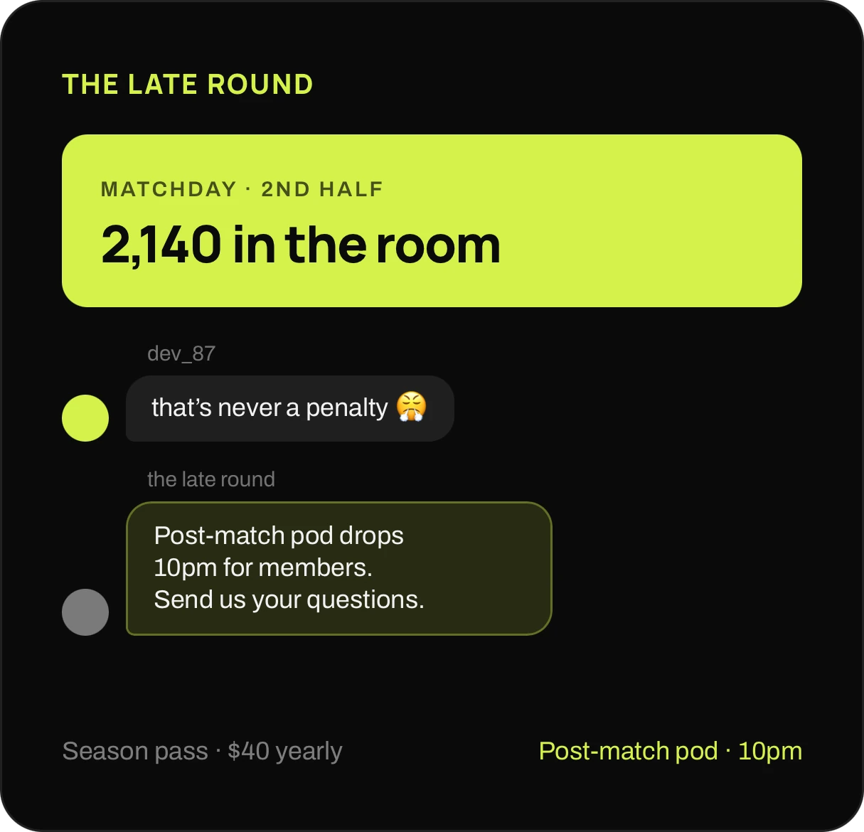 The Late Round, a fictional sports community brand built on SupaPass