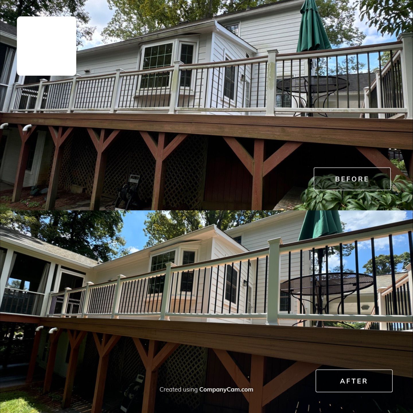 pressure washing company cleaning house siding and deck railing in winston salem nc