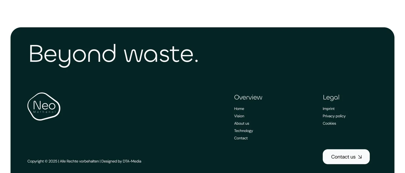 NeoMethanol Website: Beyond waste Footer