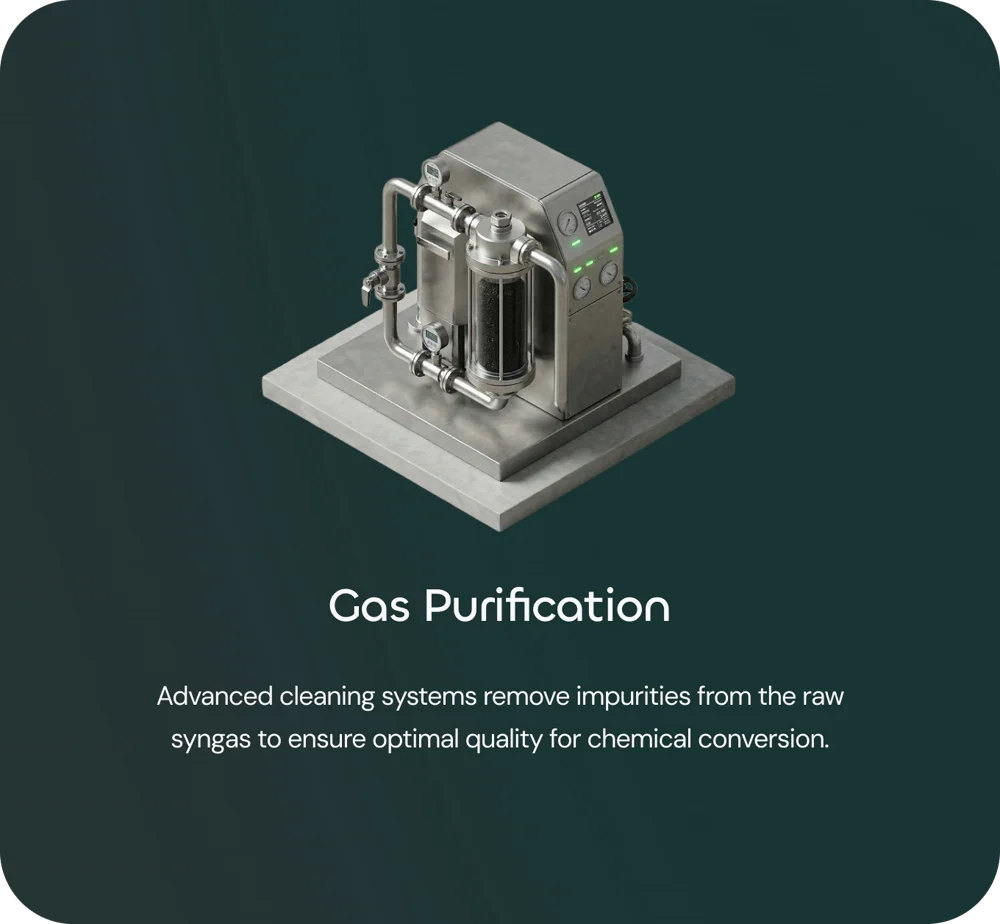Gas Purification: Reinigungssysteme entfernen Verunreinigungen aus dem Rohgas.