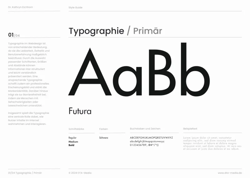 Styleguide Eichhorn: primäre Schrift