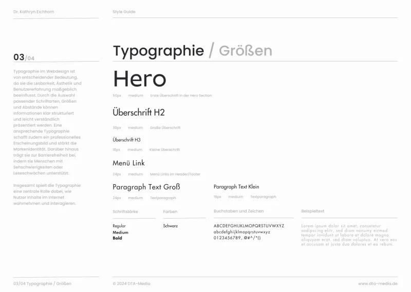 Styleguide Eichhorn: Schriftgrößen