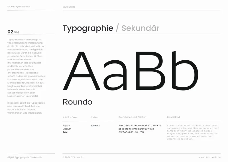 Styleguide Eichhorn: sekundäre Schrift