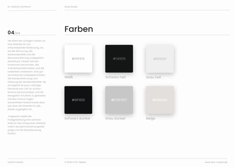 Styleguide Eichhorn: Farbpalette