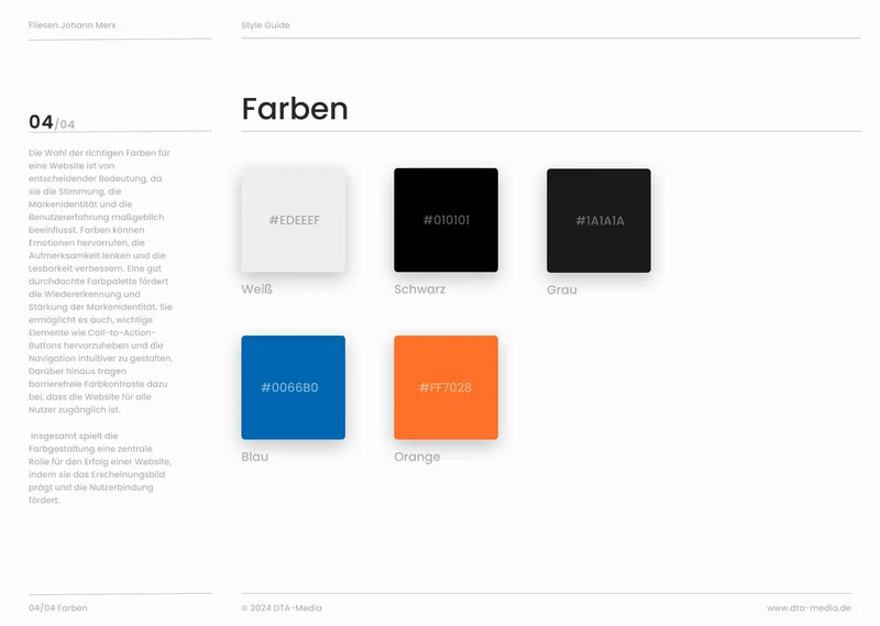 Styleguide Fliesen Merx: Farbpalette