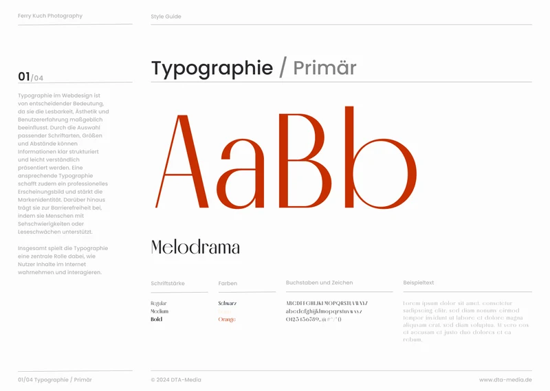 Styleguide Ferry Kuch: primäre Schrift Melodrama
