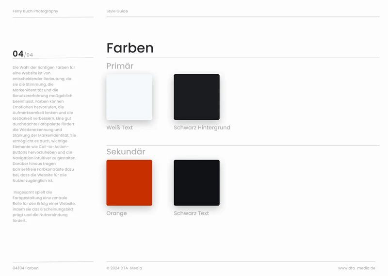 Styleguide Ferry Kuch: Farbpalette