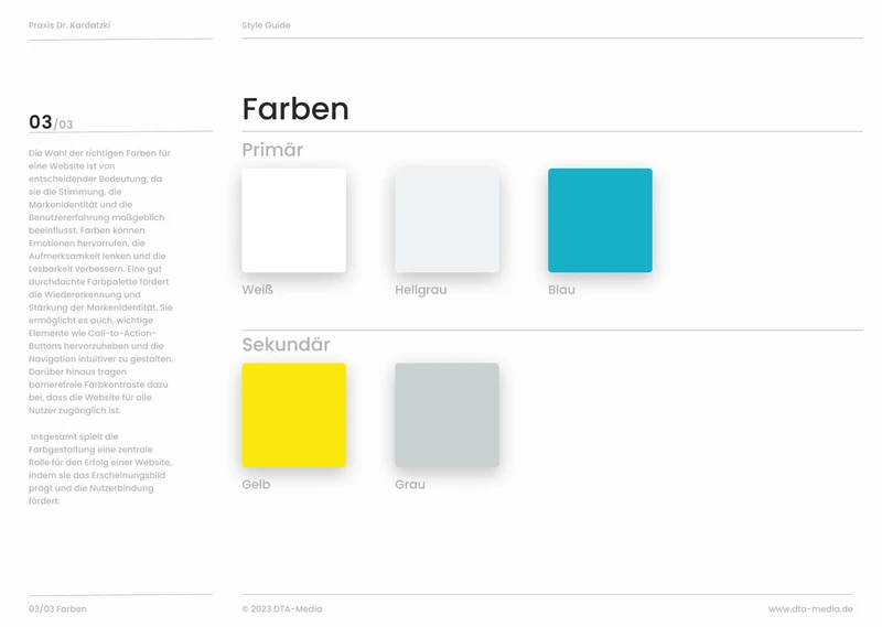 Styleguide Praxis Dr. Kardatzki: Farbpalette