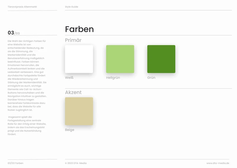 Styleguide Tierarztpraxis Altenmarkt: Farbpalette