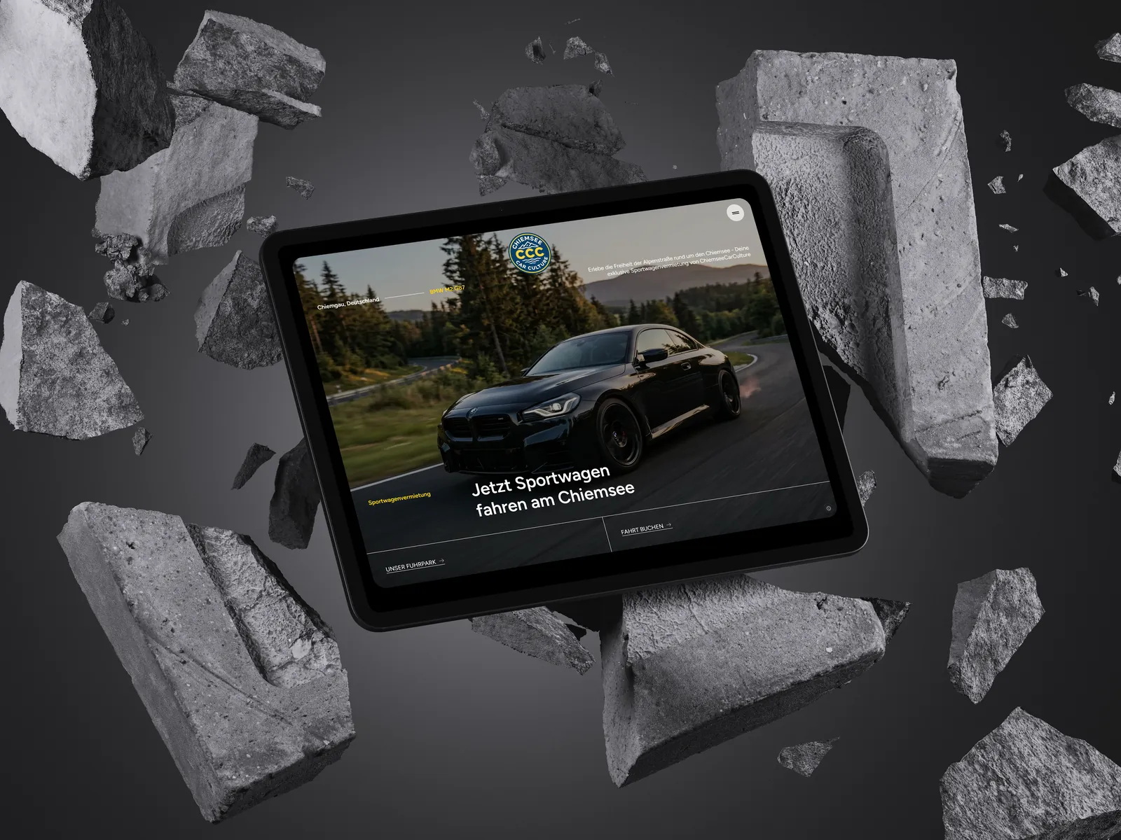 Chiemsee Car Culture Website auf einem iPad