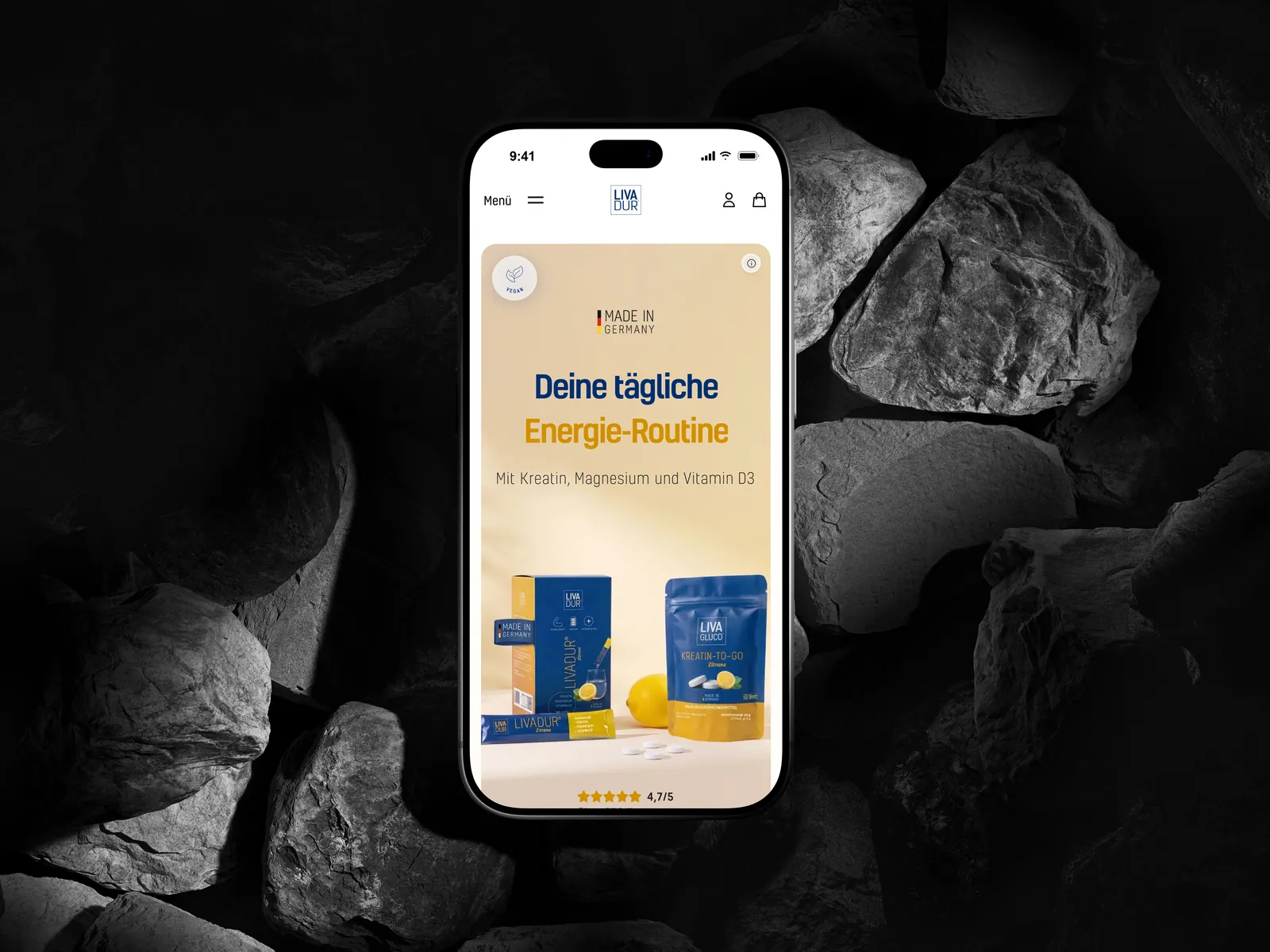 LIVADUR Shopify Store mobil auf einem iPhone