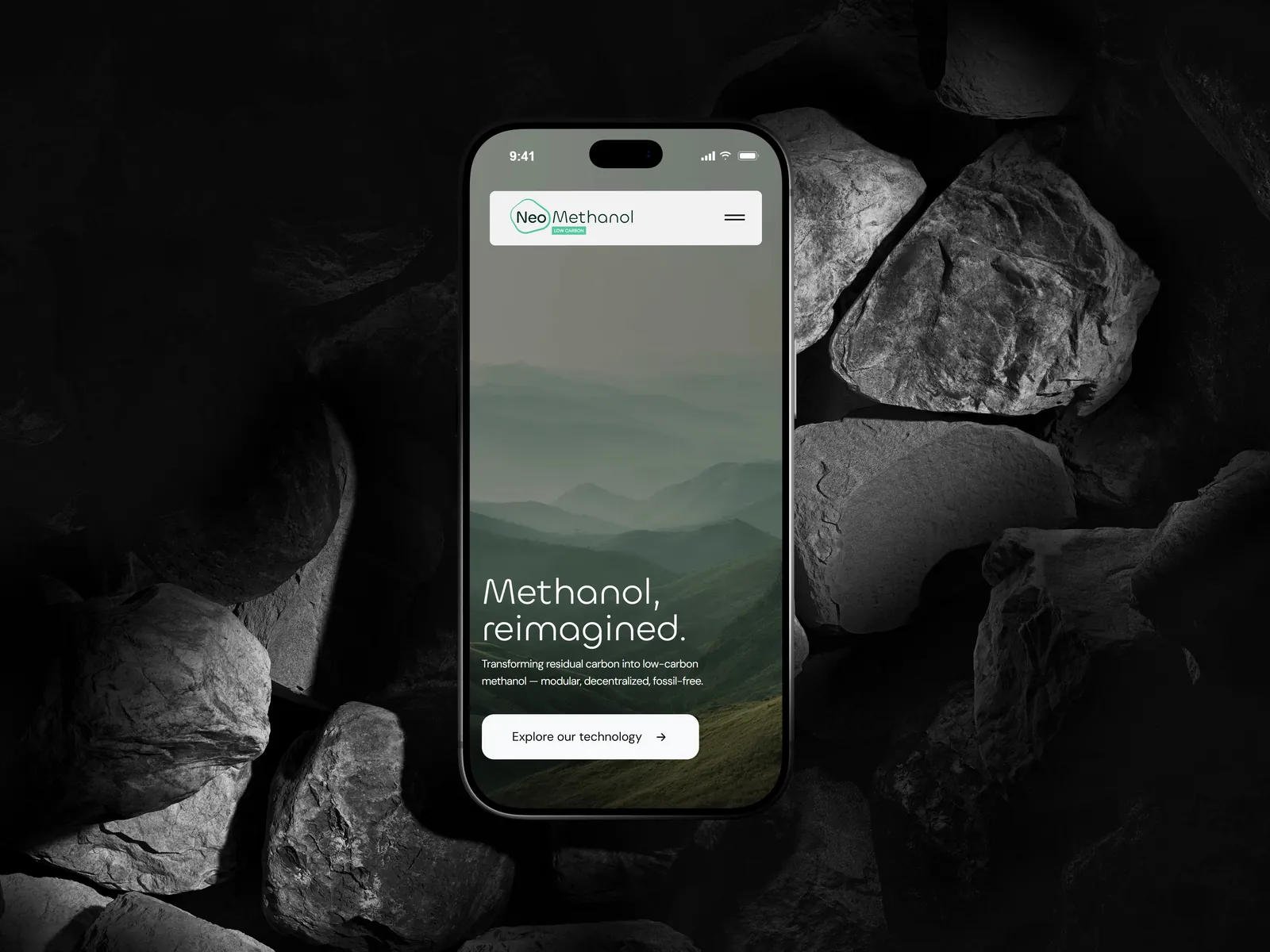 NeoMethanol Website mobil auf einem iPhone