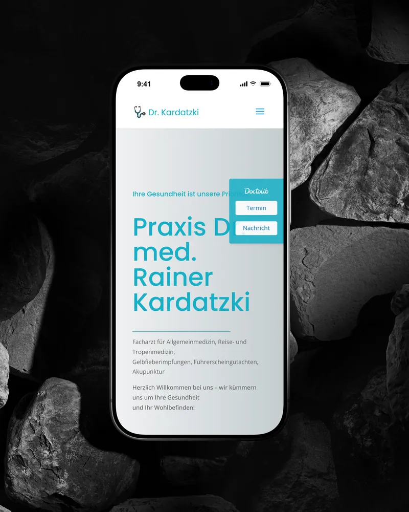 Praxis Dr. Kardatzki Website auf einem iPhone