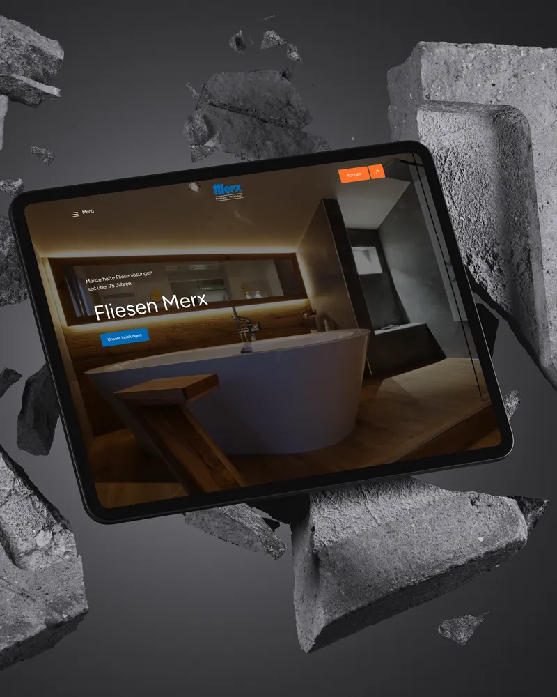 Fliesen Merx Website auf einem iPad