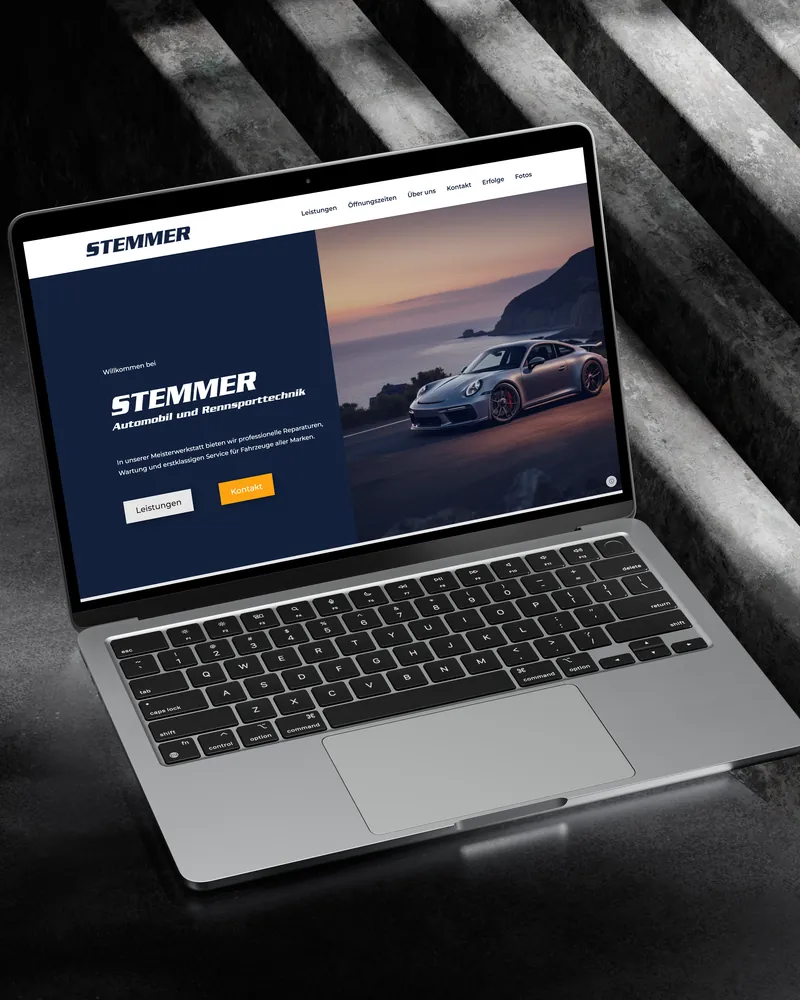 Stemmer Automobil Website auf einem MacBook