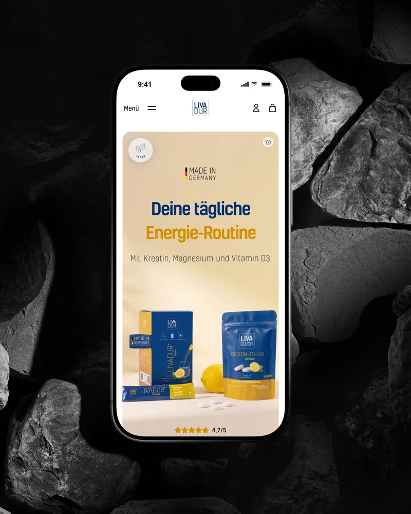LIVADUR Shopify Store auf einem iPhone