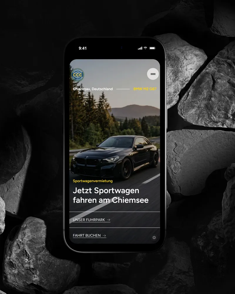 Chiemsee Car Culture Website auf einem iPhone