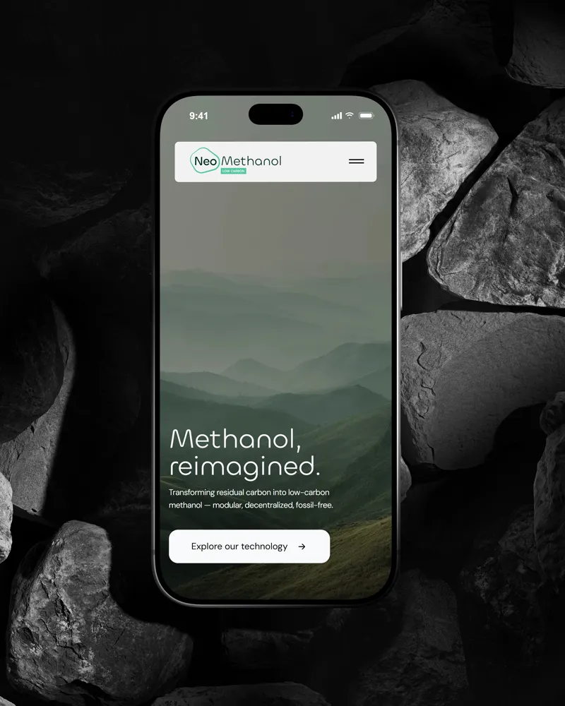 NeoMethanol Website auf einem iPhone