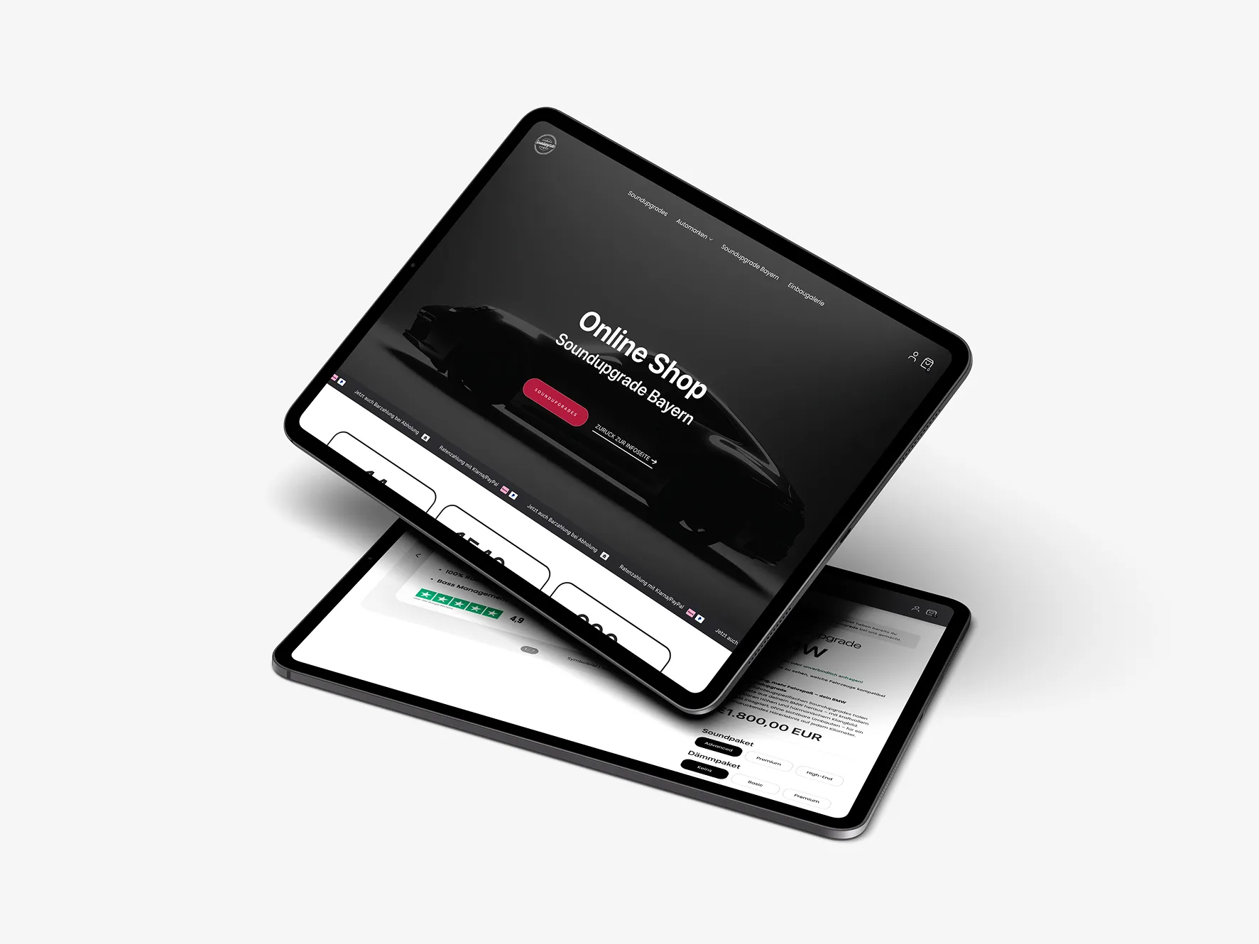 Soundupgrade Bayern Online-Shop auf zwei iPads