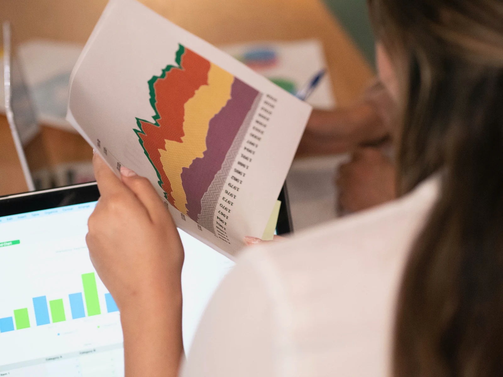Understanding visitor behavior on your website: a person reviewing charts on a desk
