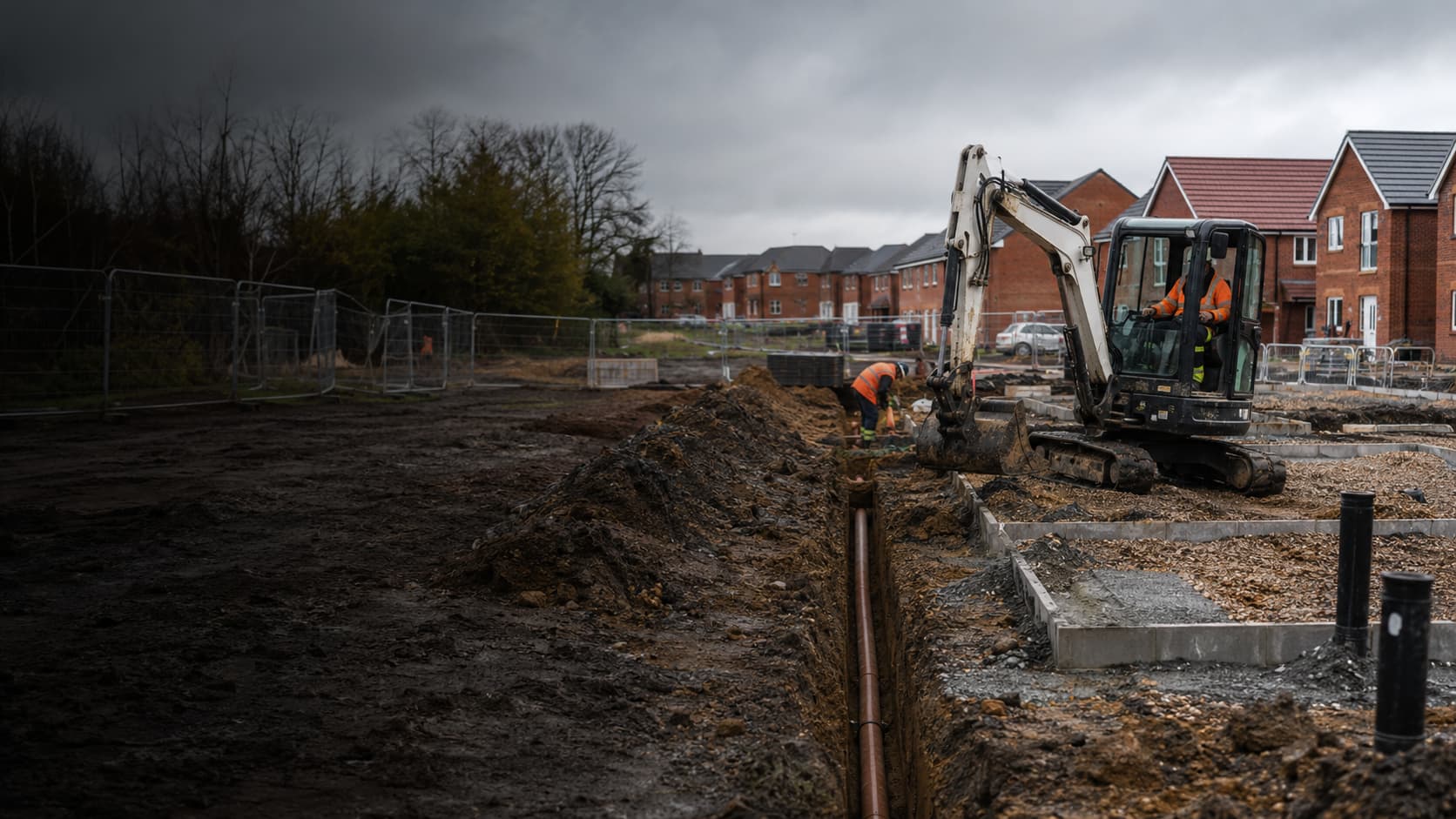 Groundworks on a British residential site