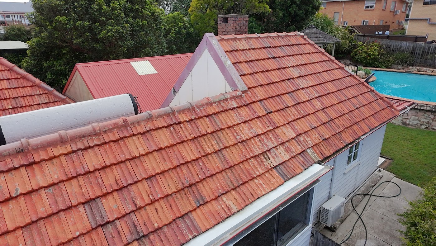 The same terracotta roof after the chemical treatment programme
