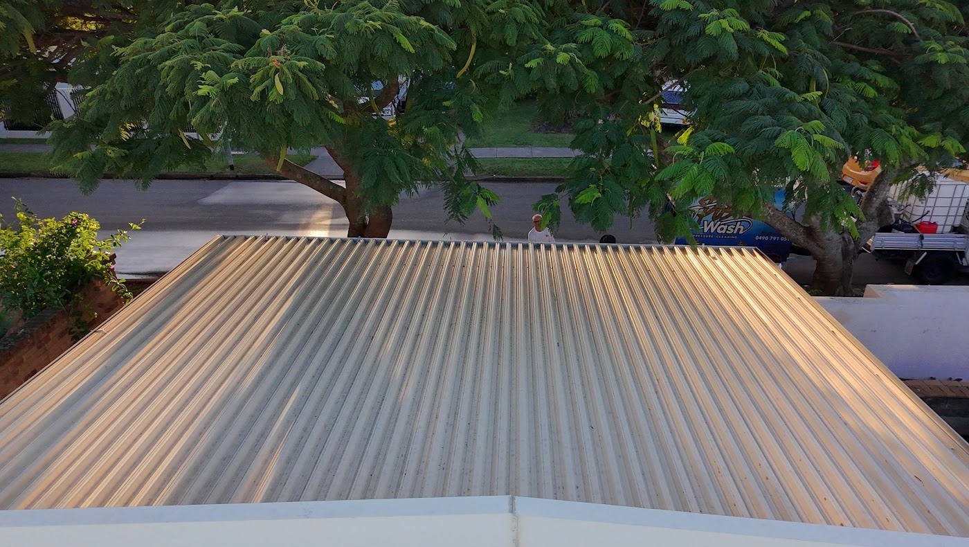 A cleared house gutter after gutter cleaning