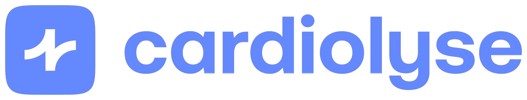 Cardiolyse company logo featuring a stylized heart and wave symbol inside a rounded square next to the word 'cardiolyse' in lowercase blue letters.