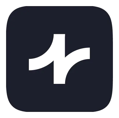 White stylized number one with a curved tail inside a rounded black square.