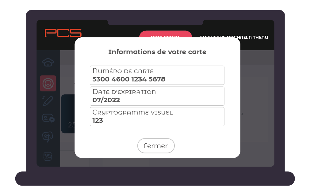 Card number, expiry date and security code
