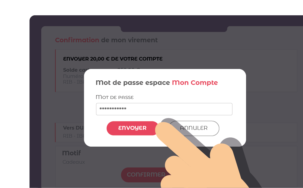 Confirming the transfer with your login code