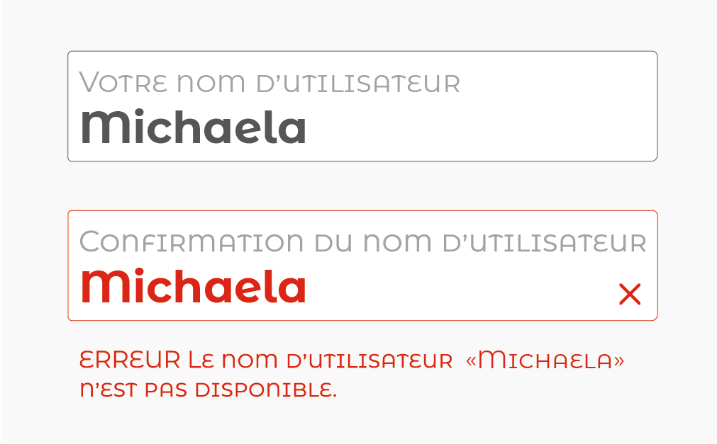 Username already taken error message