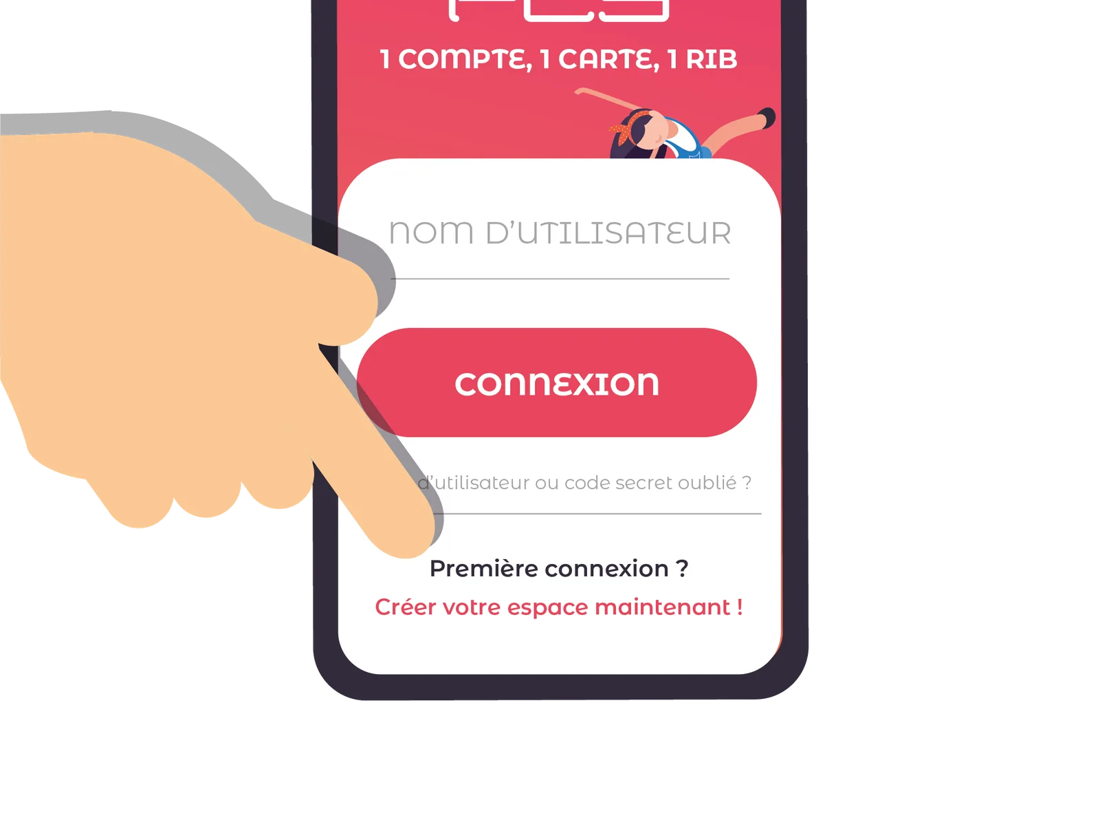 Bouton Première connexion dans l'application MyPCS