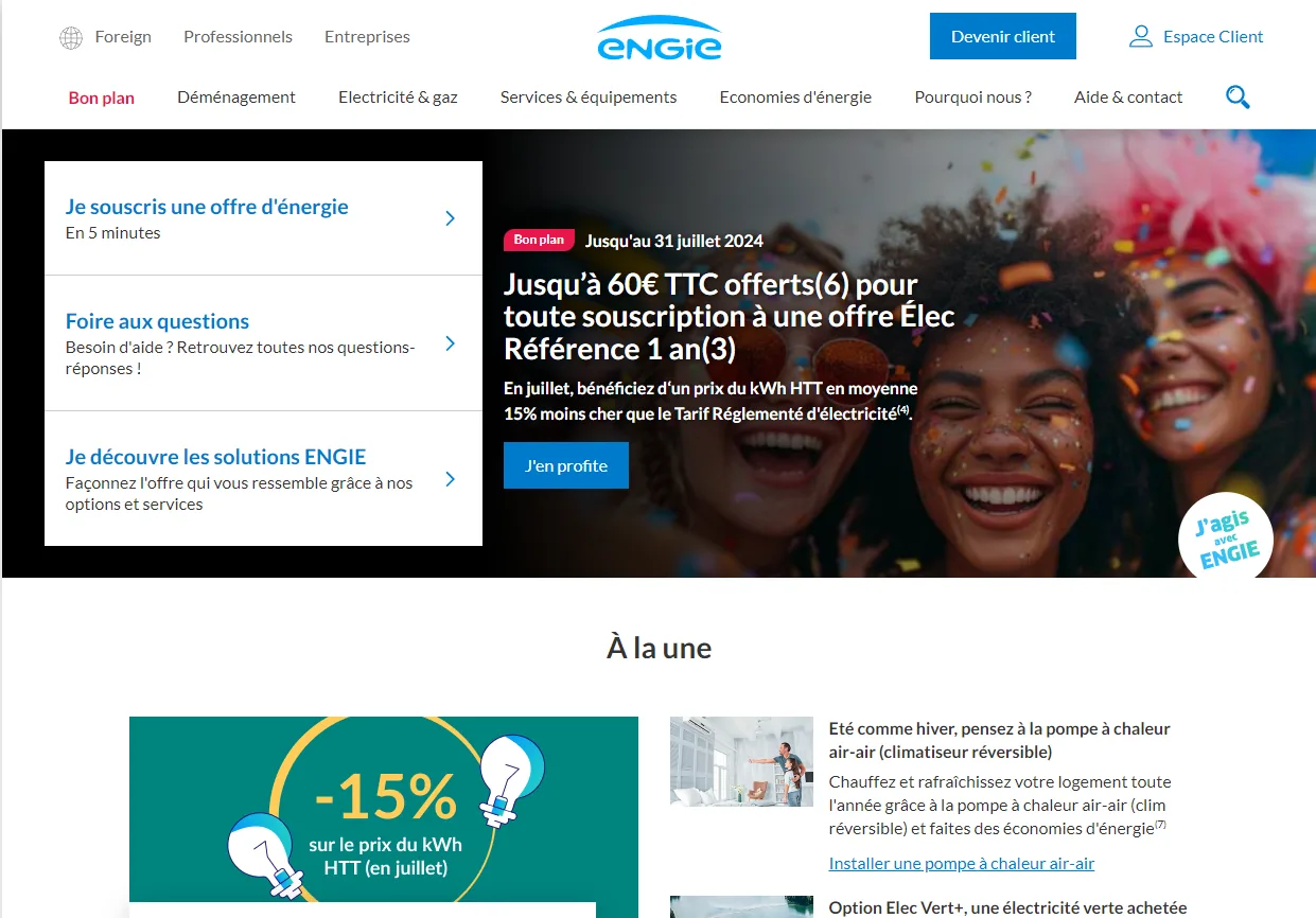 Capture d’écran ENGIE, étape 1