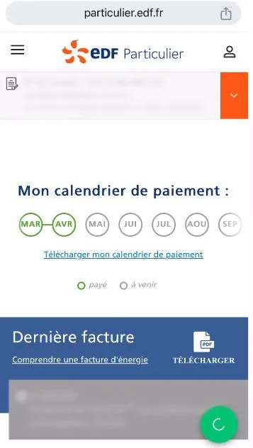 Capture d’écran EDF, étape 9