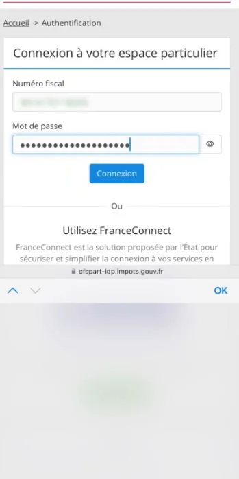 Capture d’écran Impôts, étape 2