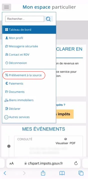 Capture d’écran Impôts, étape 3