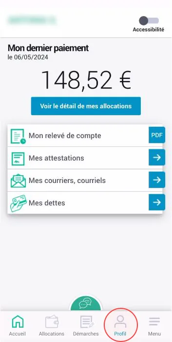 Capture d’écran CAF, étape 2