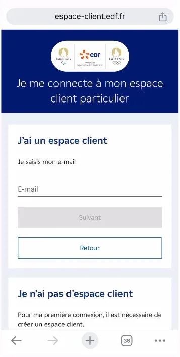 Capture d’écran EDF, étape 3